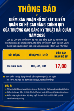 Thông Báo điểm Sàn Xét Tuyển Quân Sự Hệ Cao đẳng Chính Quy